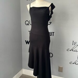 NWOT Kate Kasin Chic Asymmetrical Black Dress Size  M